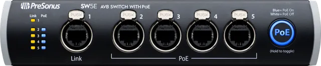 Studio One SW5E Switch Réseau AVB PoE 5 Ports XLR