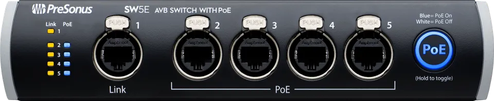 Studio One SW5E Switch Réseau AVB PoE 5 Ports XLR