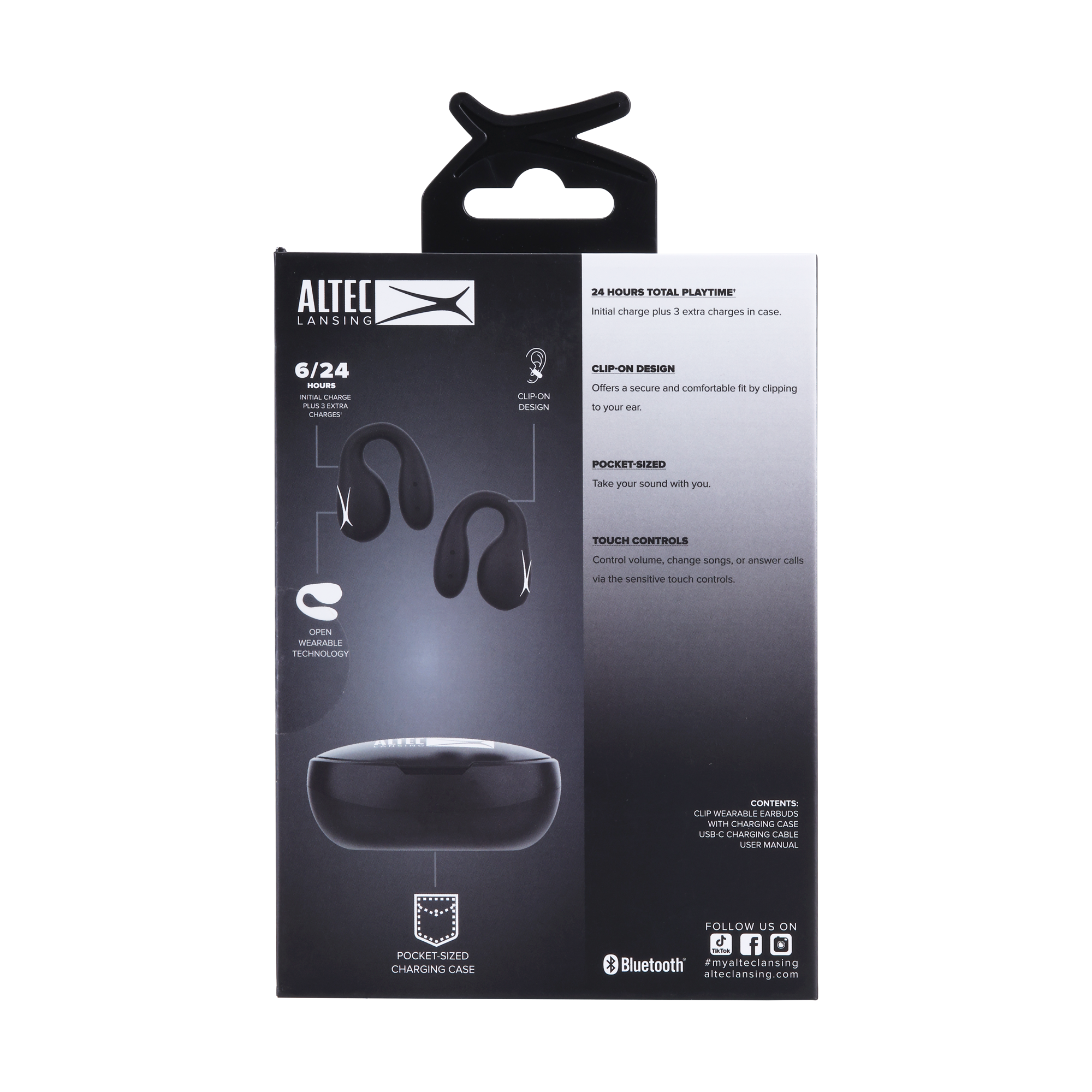 Altec Lansing CLIP écouteurs OWS noirs 24h