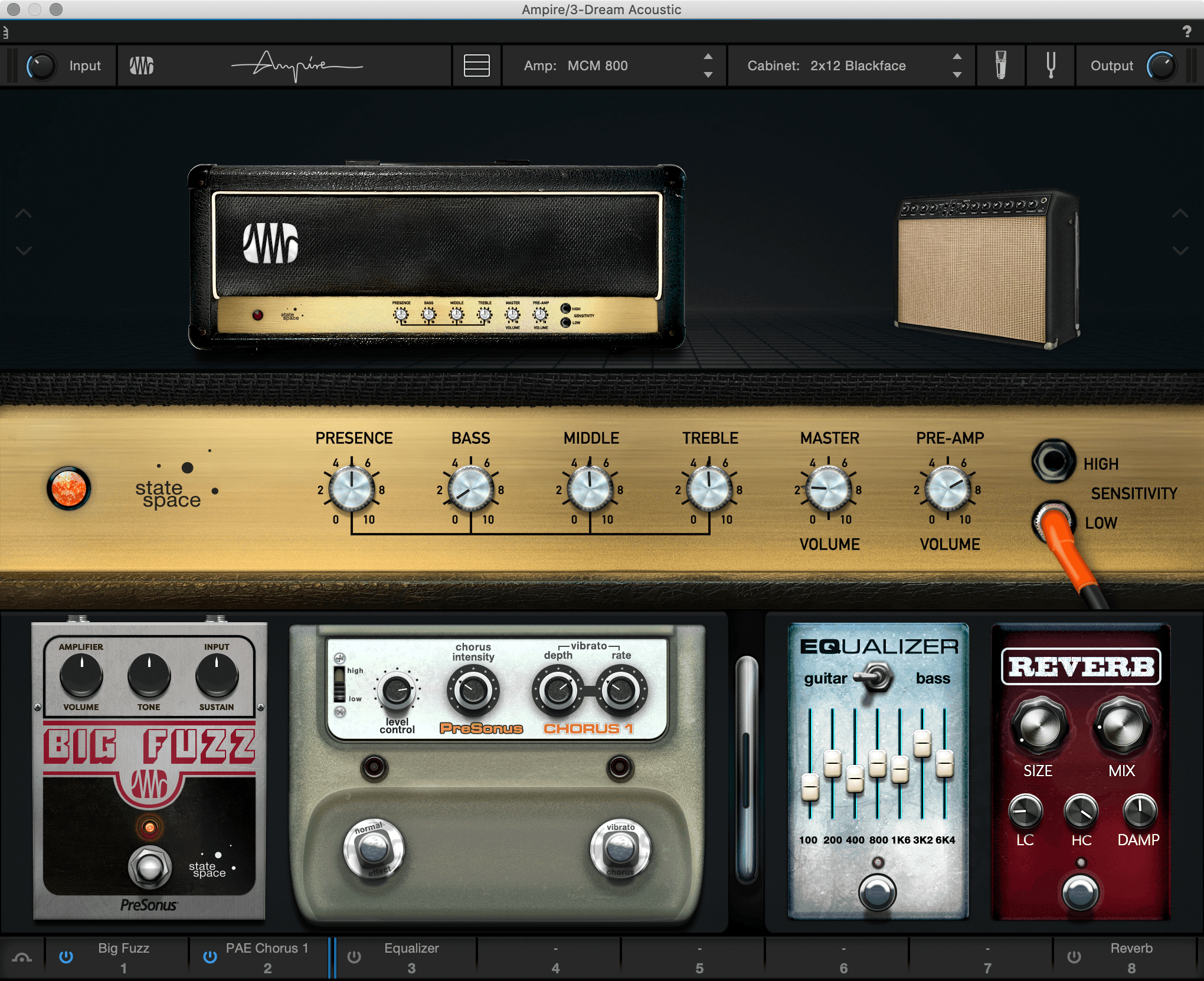 Studio One Ampire simulateur ampli guitare pédales