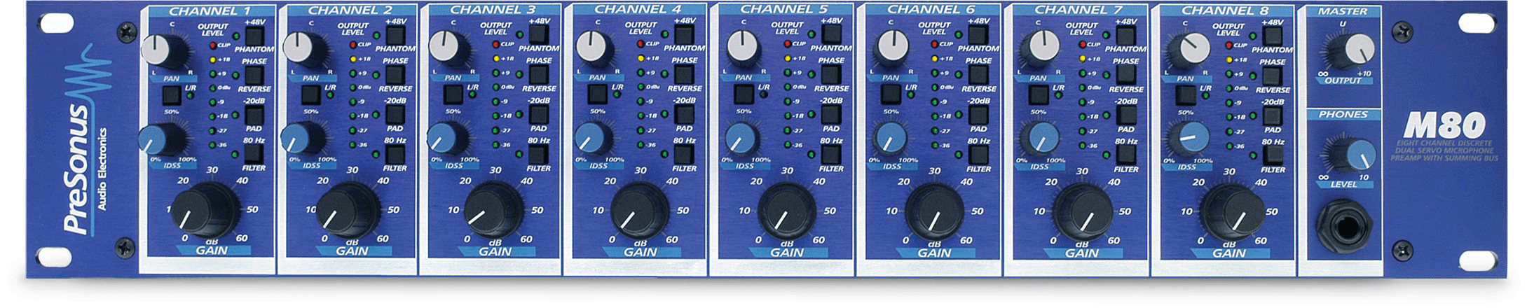 Studio One M80 Préampli micro 8 canaux IDSS warmth rack 2U