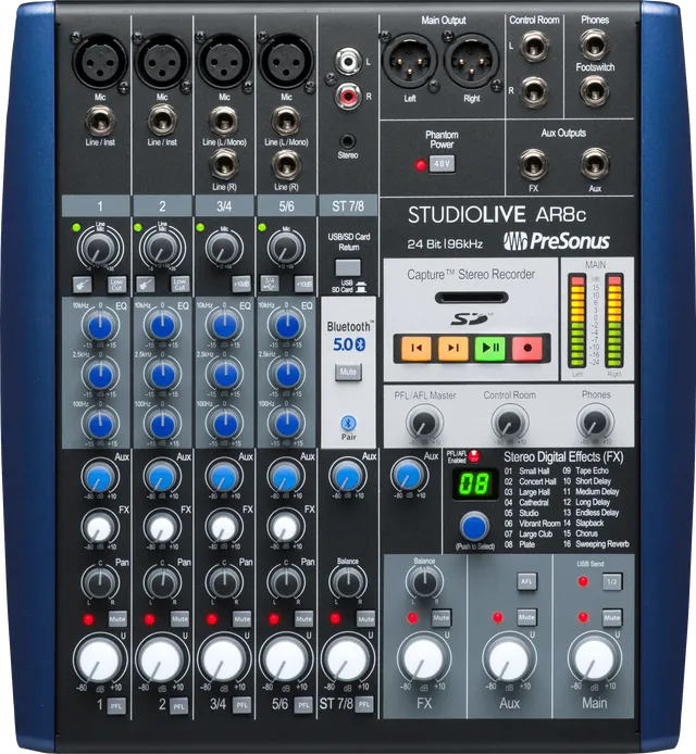 Studio One StudioLive AR8c table de mixage analogique Bluetooth