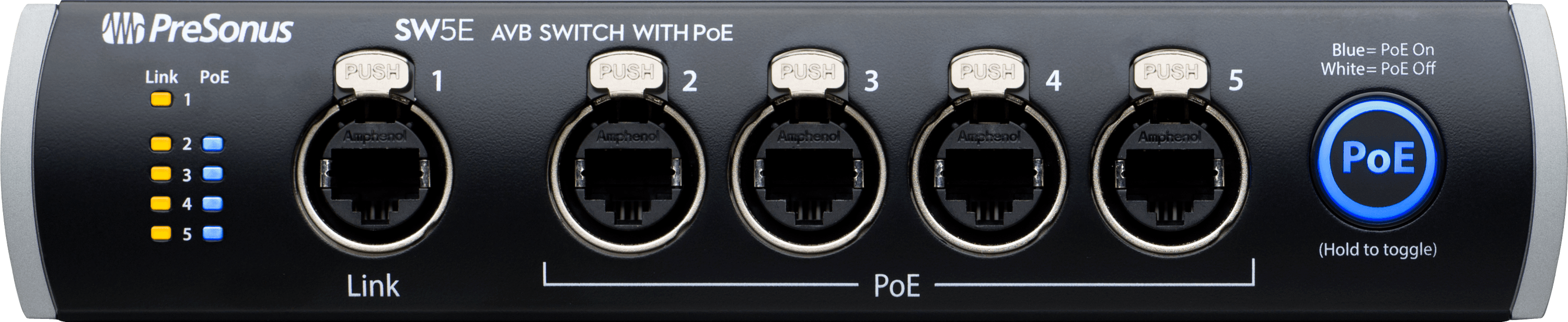 Studio One SW5E Switch Réseau AVB PoE 5 Ports XLR