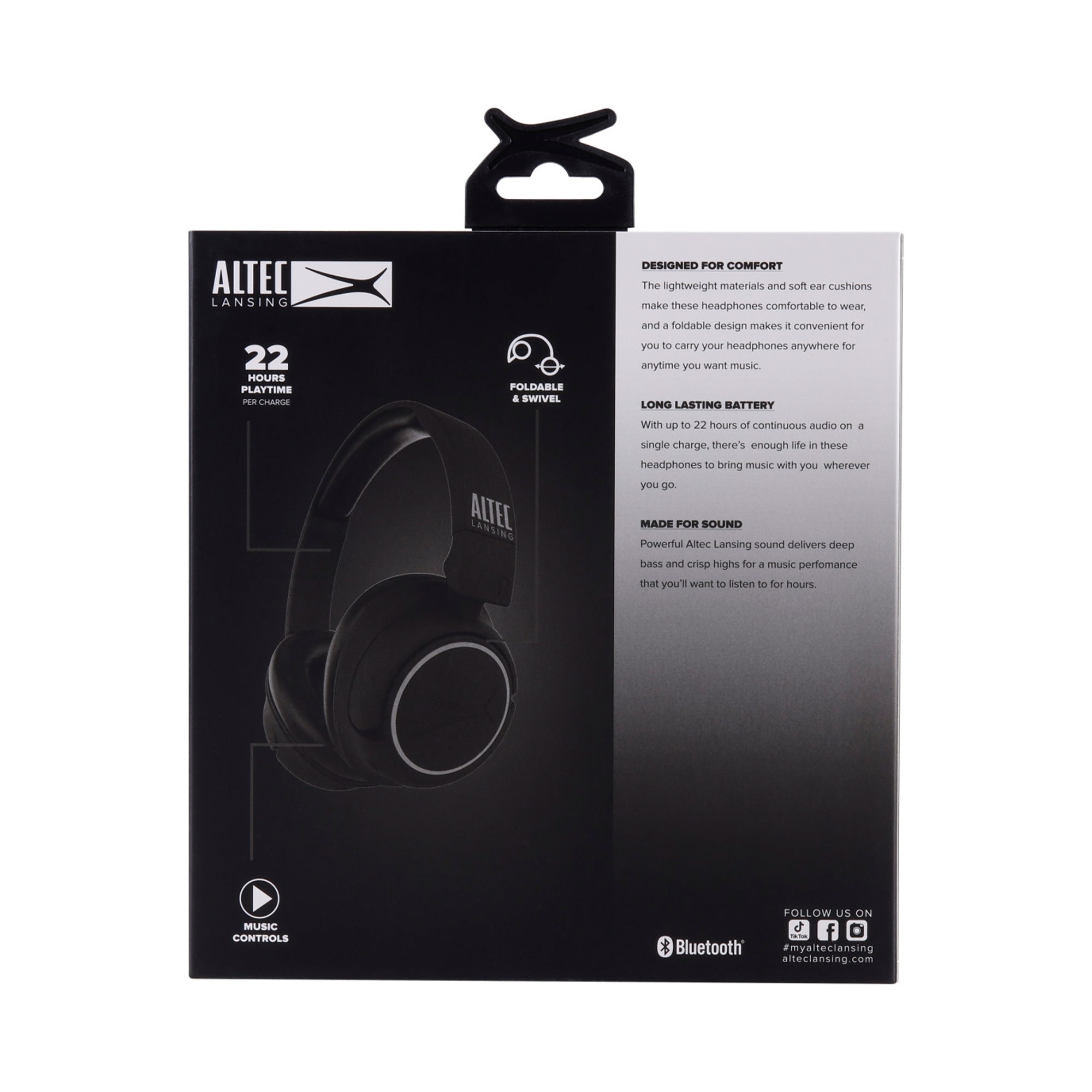 Altec Lansing Play Casque Bluetooth Sans Fil Noir Pliable